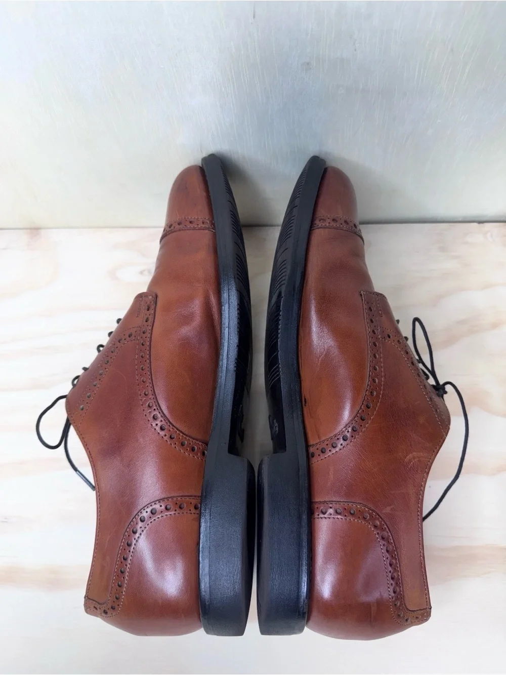 Allen Edmonds Benton Cap Toe Derby Dress Shoes Mens US 9.5 Leather Oxford Brown
